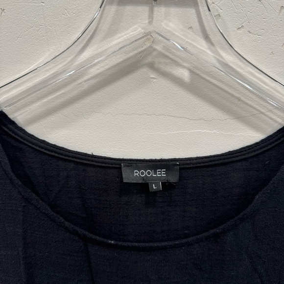 Roolee Asymmetric Hem Midi Dress Black Gauze Cotton Large Flowy Casual - Picture 3 of 6